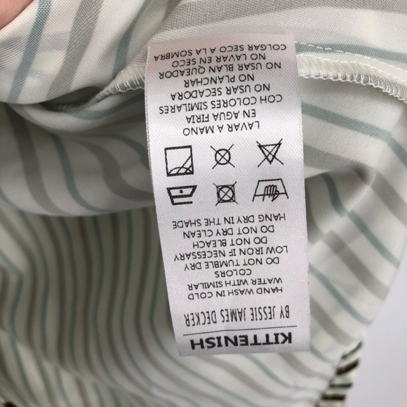 Kittenish Womens Button Front Top Size Small Stripe Oversized Long Flare Sleeve - Picture 8 of 15